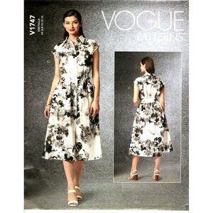 Vogue V1747 Misses 14 to 22 Fitted and Flared Dress Uncut Sewing Pattern